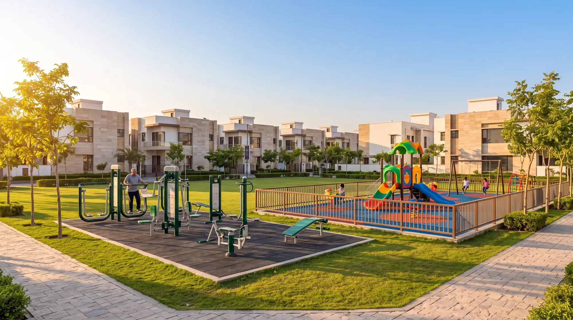 Outdoor gym & kids' play — artist's impression